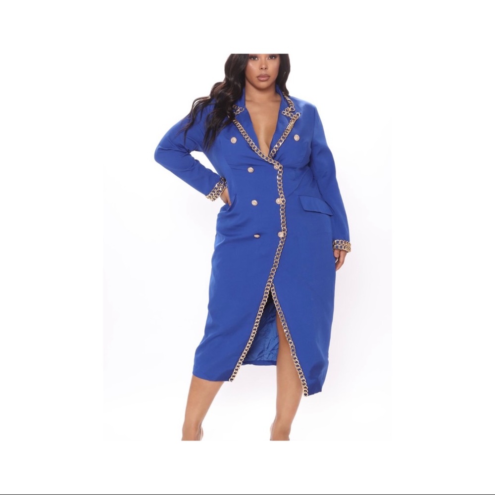 Haylee Chain Trim Blazer Dress - Blue